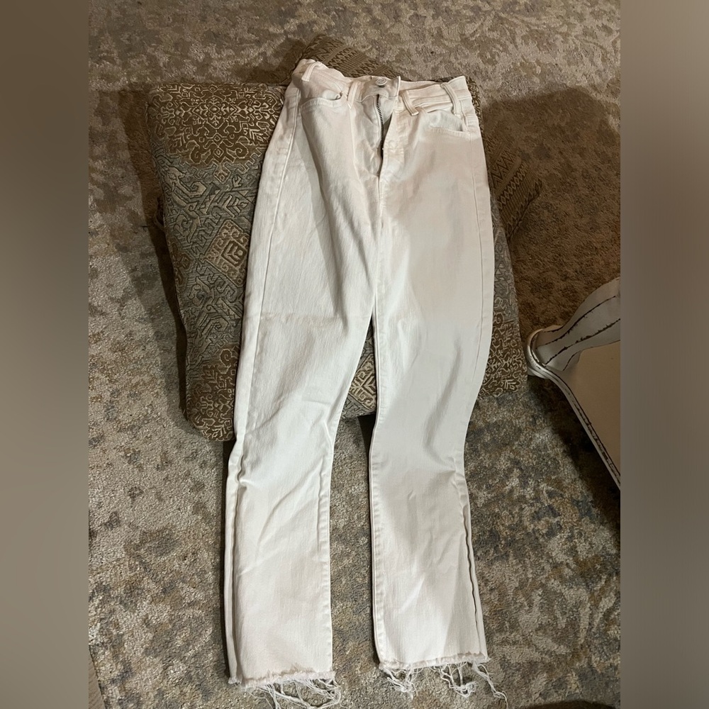 MOTHER Women's Cream Straight Leg Jeans